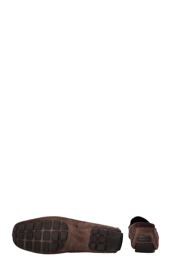 LOUIS VUITTON LV Loafers Suede Damier Brown