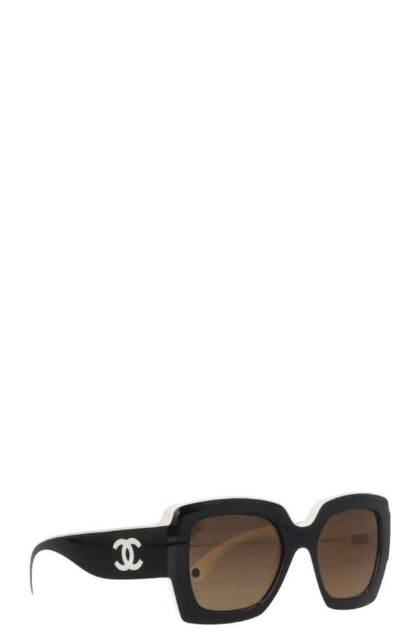Lunettes de soleil CHANEL noires et blanches C1656/M2