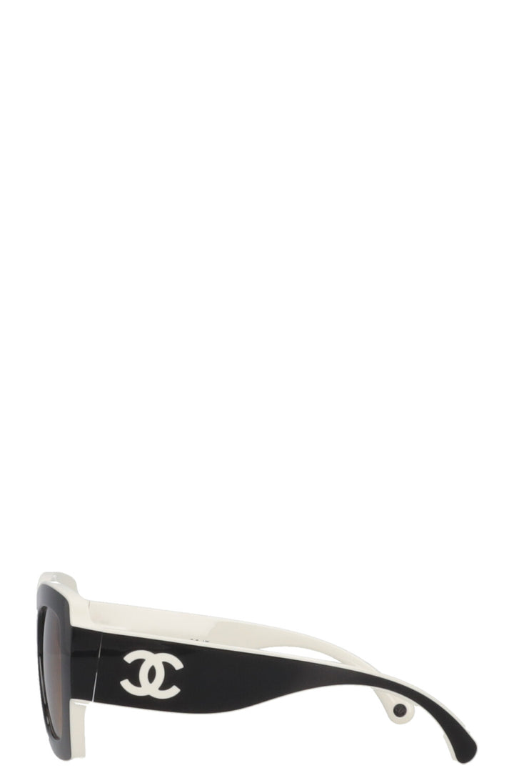 CHANEL Sunglasses Black White C1656/M2