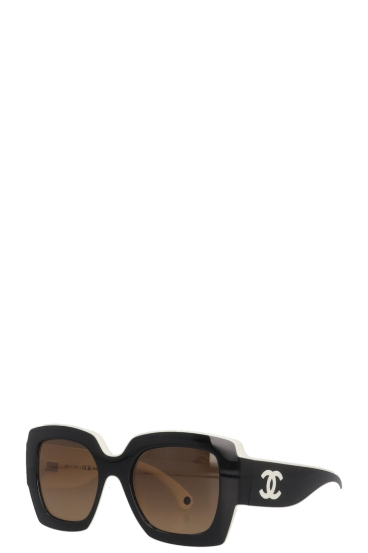 CHANEL Sunglasses Black White C1656/M2