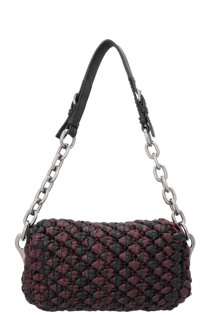 PRADA Knotted Bag Leather Black Purple