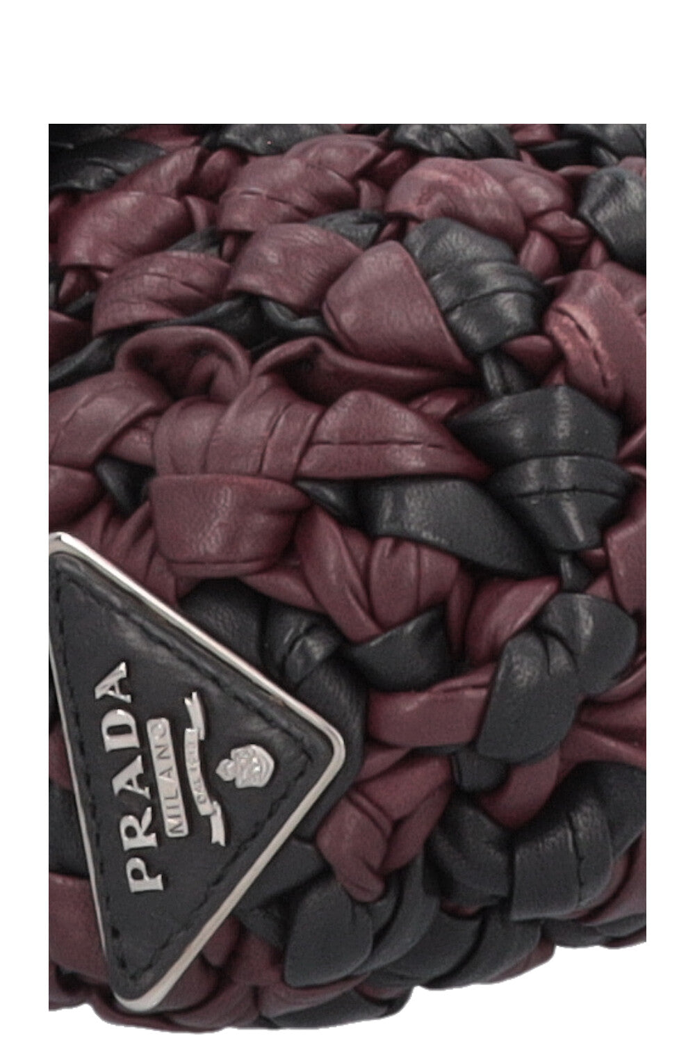 PRADA Knotted Bag Leather Black Purple