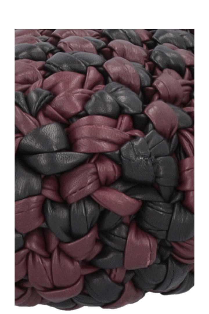 PRADA Knotted Bag Leather Black Purple