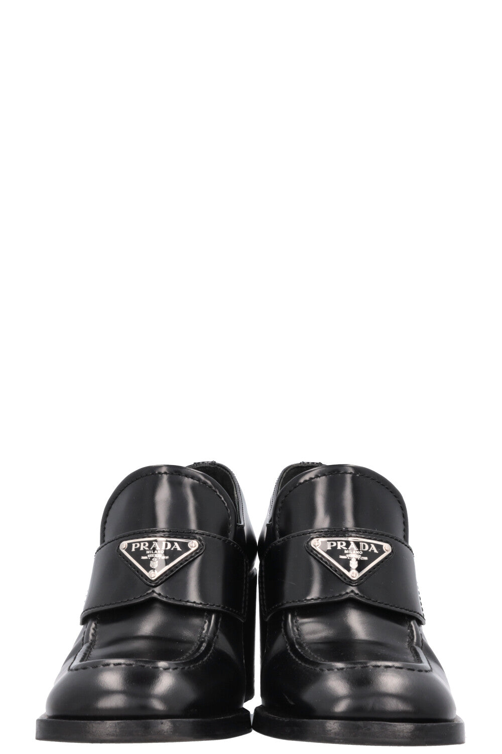 PRADA Logo Heel Loafers Black