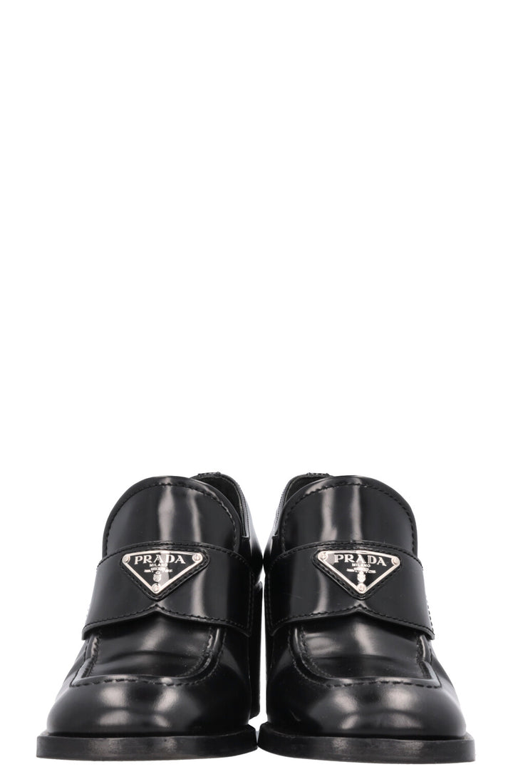PRADA Logo Heel Loafers Black