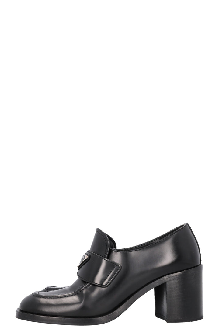 PRADA Logo Heel Loafers Black