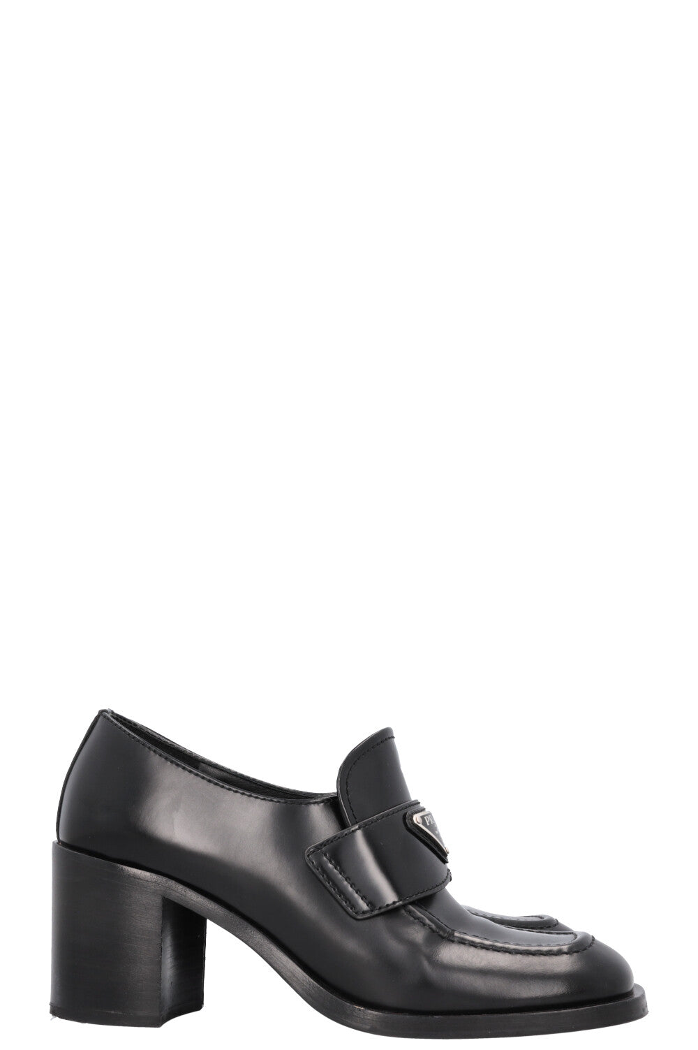 PRADA Logo Heel Loafers Black