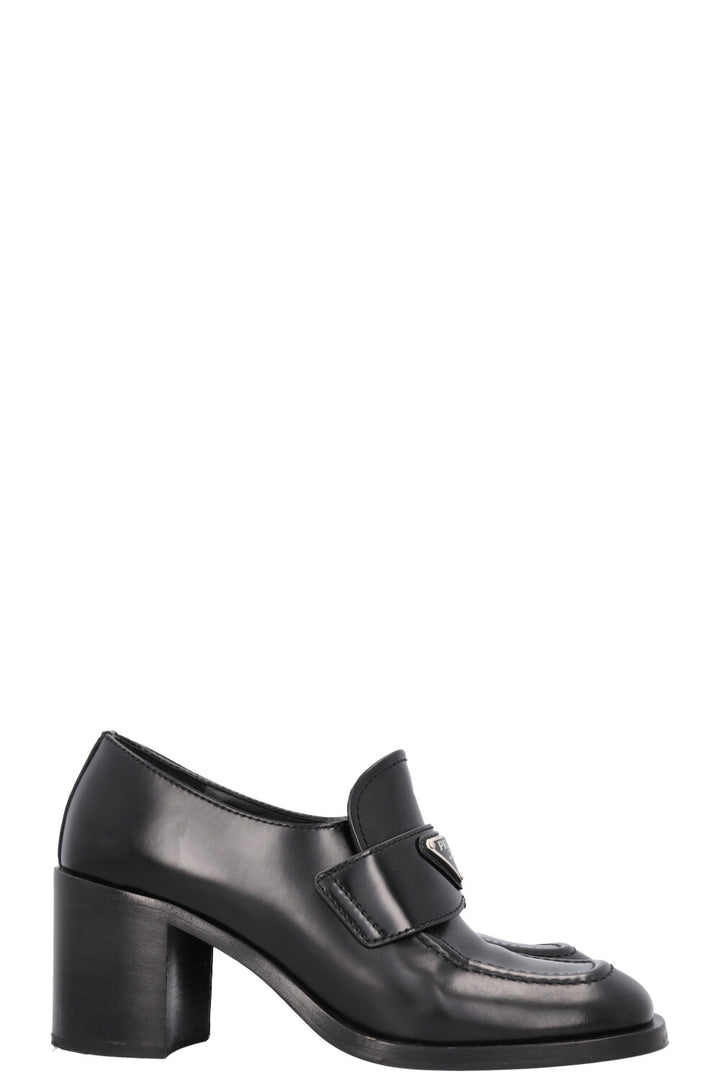 PRADA Logo Heel Loafers Black