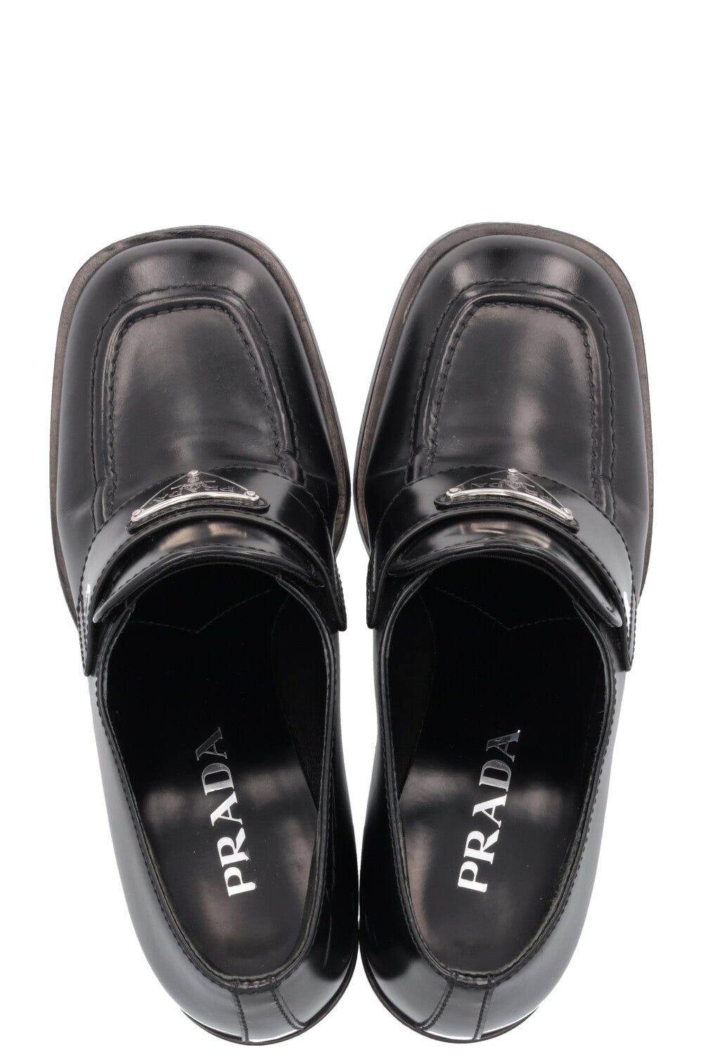 PRADA Logo Heel Loafers Black