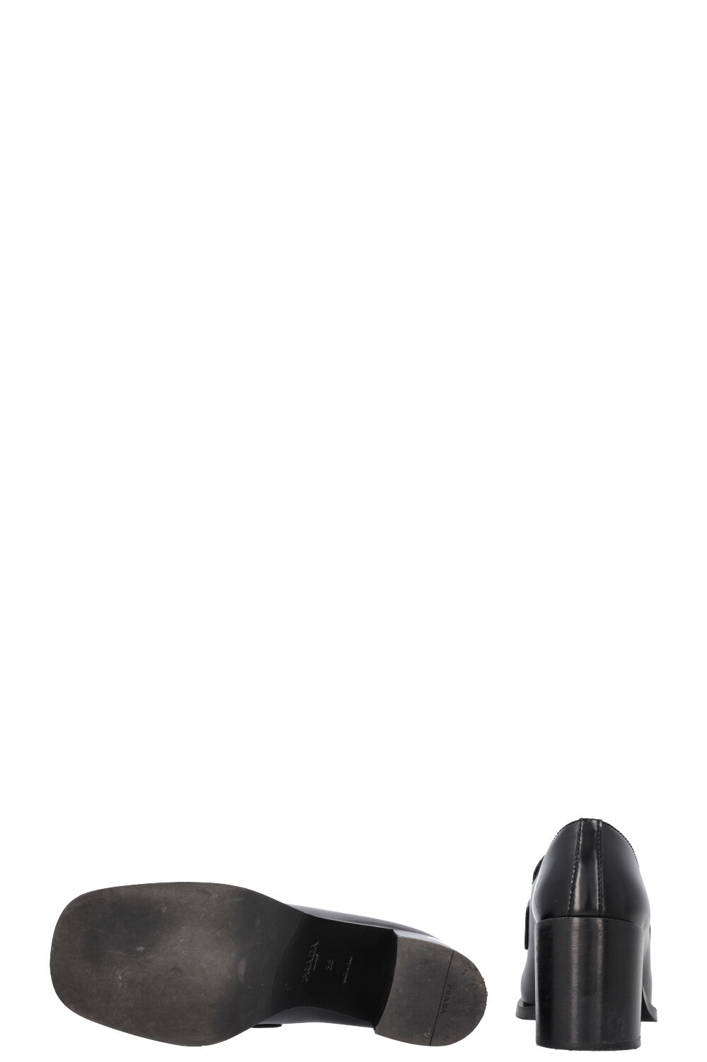 PRADA Logo Heel Loafers Black