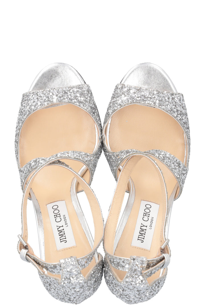 JIMMY CHOO Heels Glitter Silver