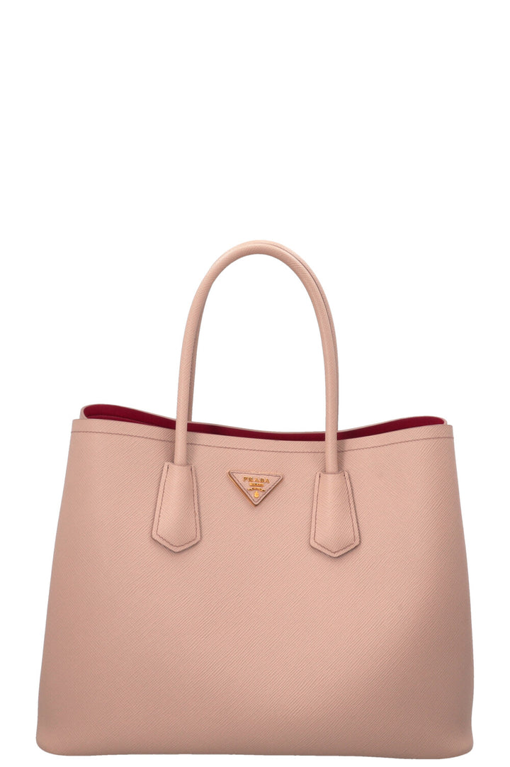 PRADA Large Double Tote Bag Nude Saffiano