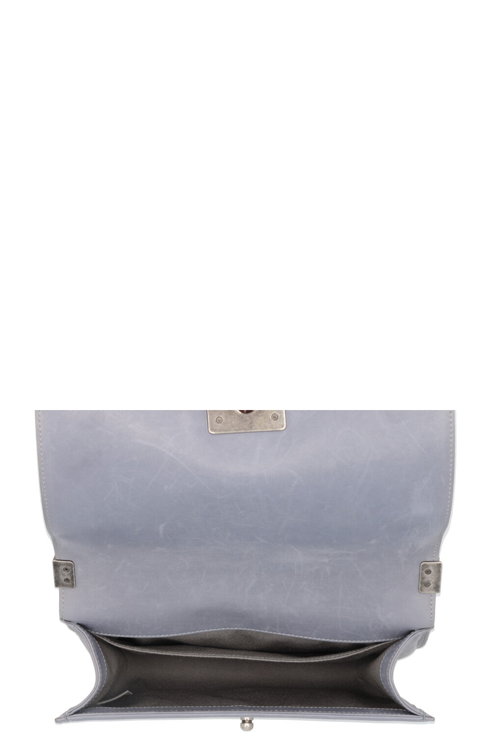 CHANEL Old Medium Boy Bag Leather Grey