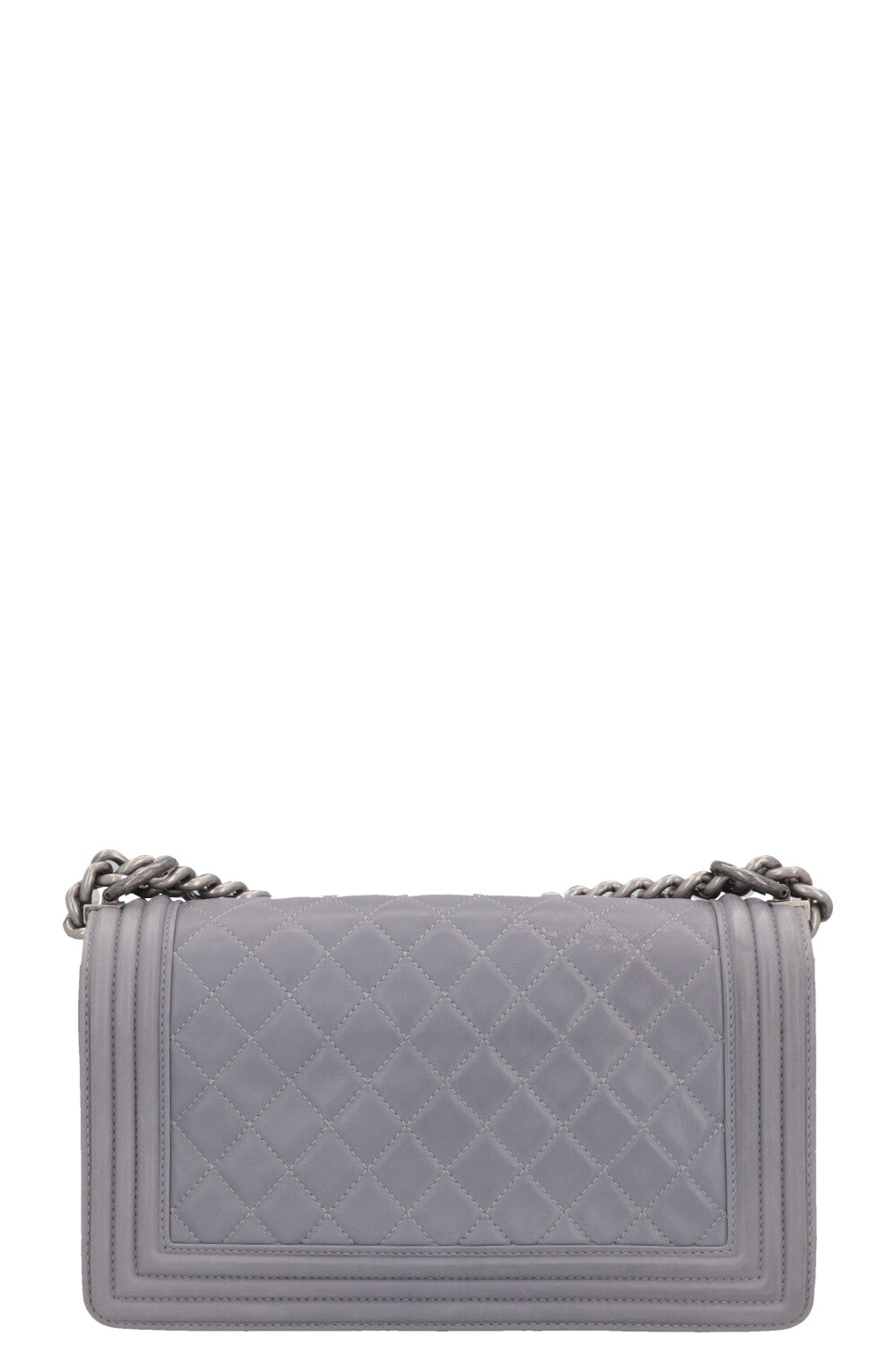 CHANEL Old Medium Boy Bag Leather Grey