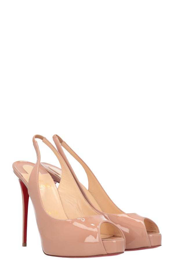 CHRISTIAN LOUBOUTIN Slingback Heels Patent Nude