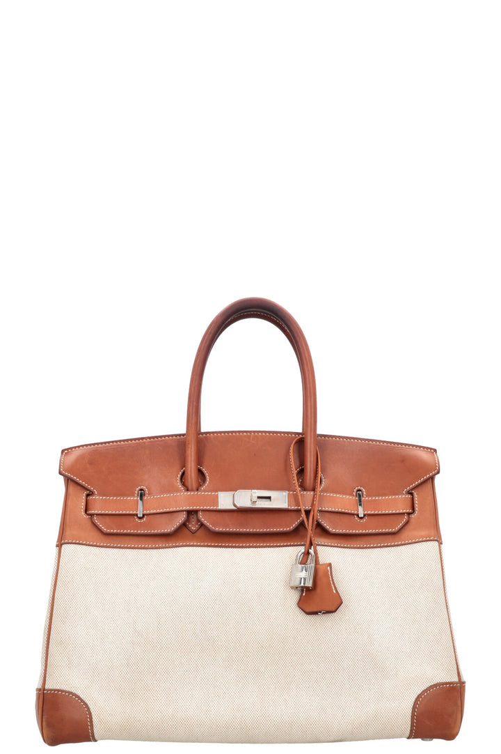 HERMÈS Toile Birkin 35 Veau Barenia Canvas