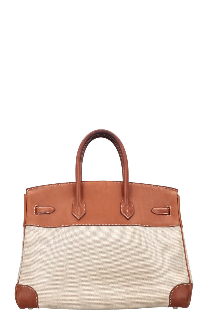 HERMÈS Toile Birkin 35 Veau Barenia Canvas