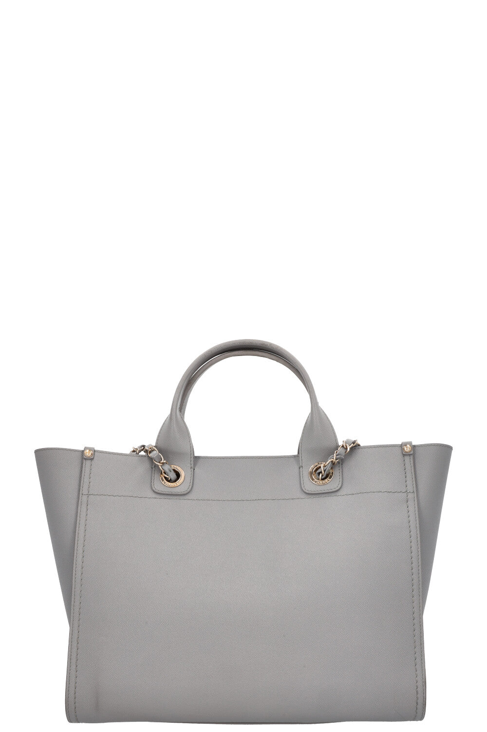 CHANEL Medium Deauville Bag Studded Leather Grey