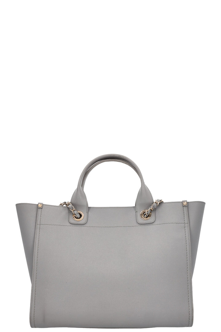 CHANEL Medium Deauville Bag Studded Leather Grey
