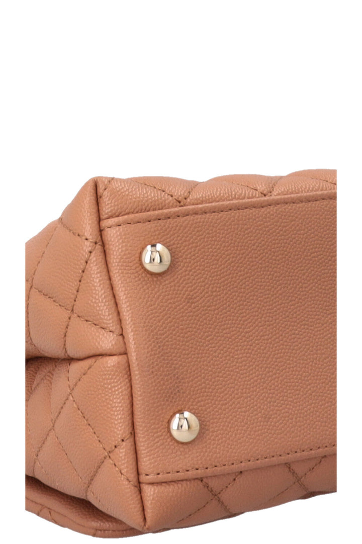 CHANEL Coco Handle Bag Caviar Lizard Beige