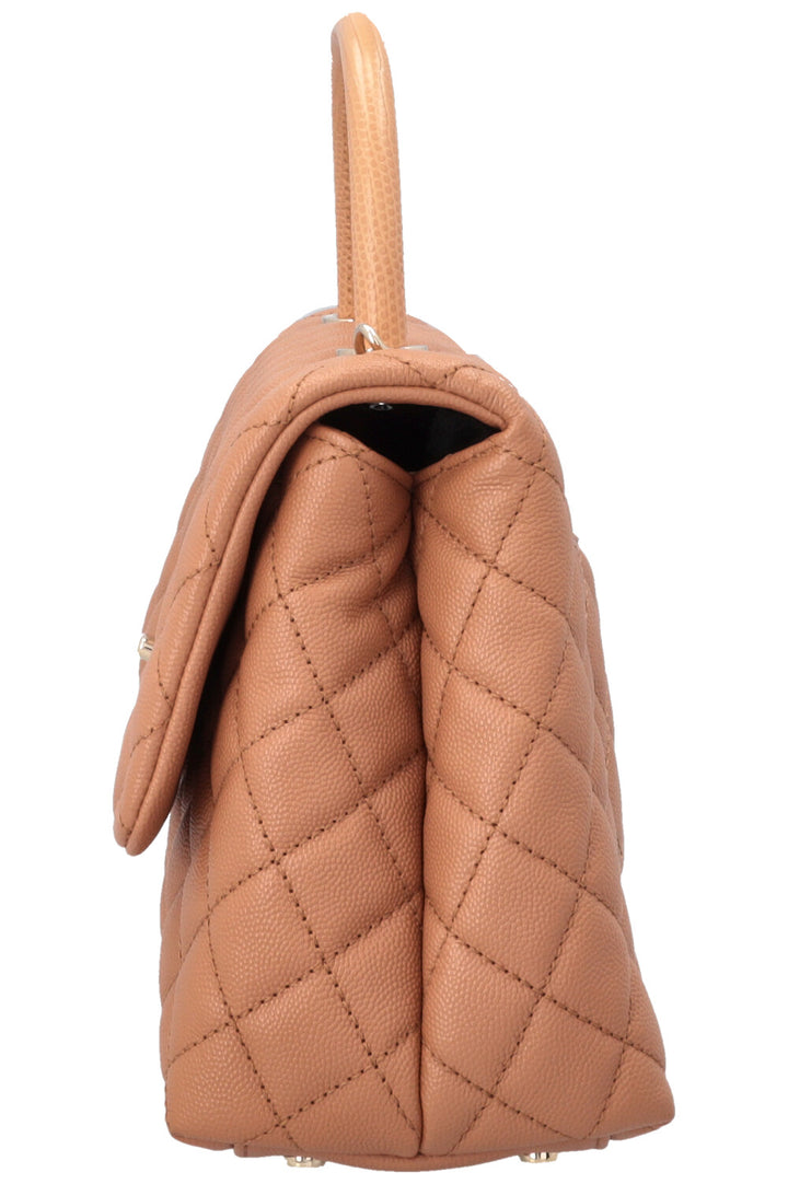 CHANEL Coco Handle Bag Caviar Lizard Beige