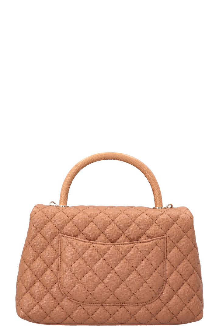 CHANEL Coco Handle Bag Caviar Lizard Beige