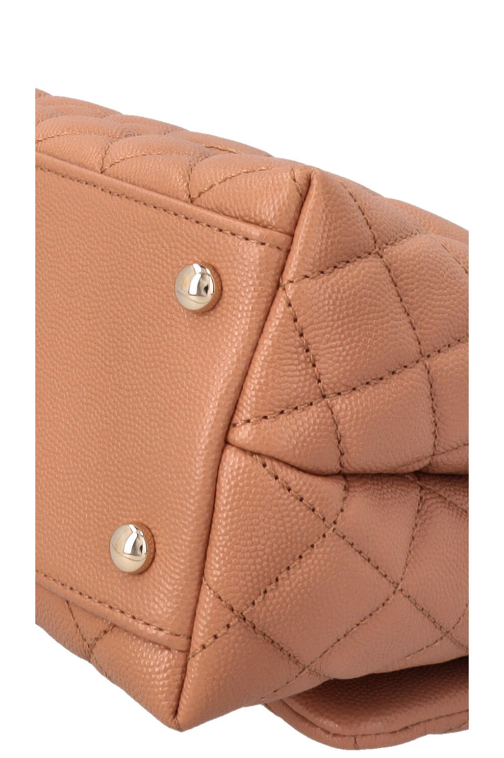 CHANEL Coco Handle Bag Caviar Lizard Beige