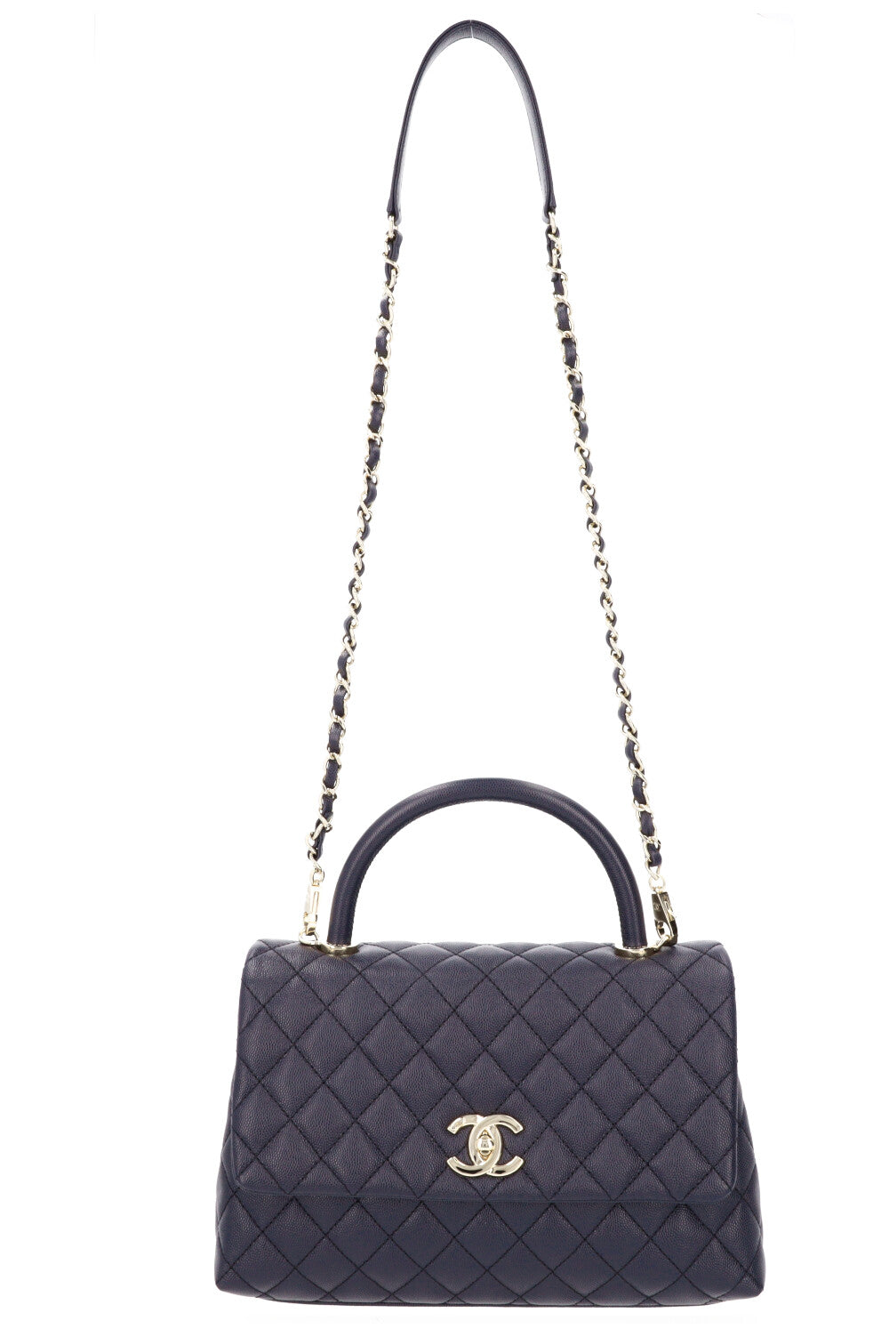 CHANEL Coco Handle Bag Caviar Blue