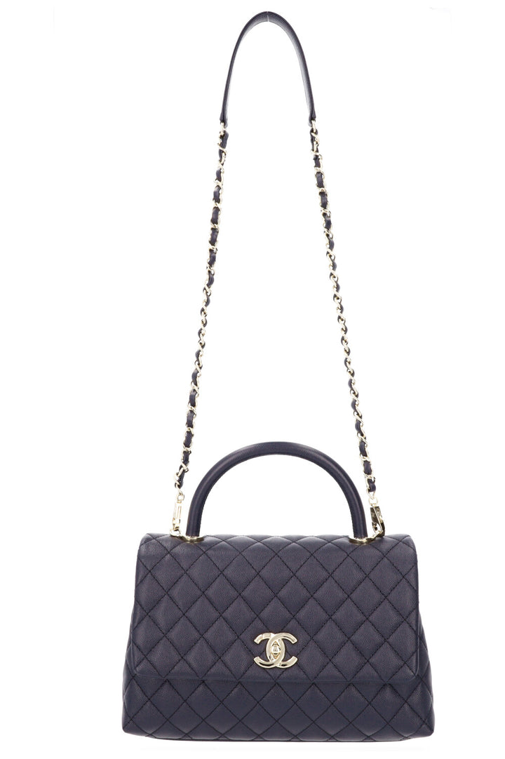CHANEL Coco Handle Bag Caviar Blue