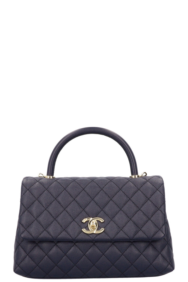 CHANEL Coco Handle Bag Caviar Blue