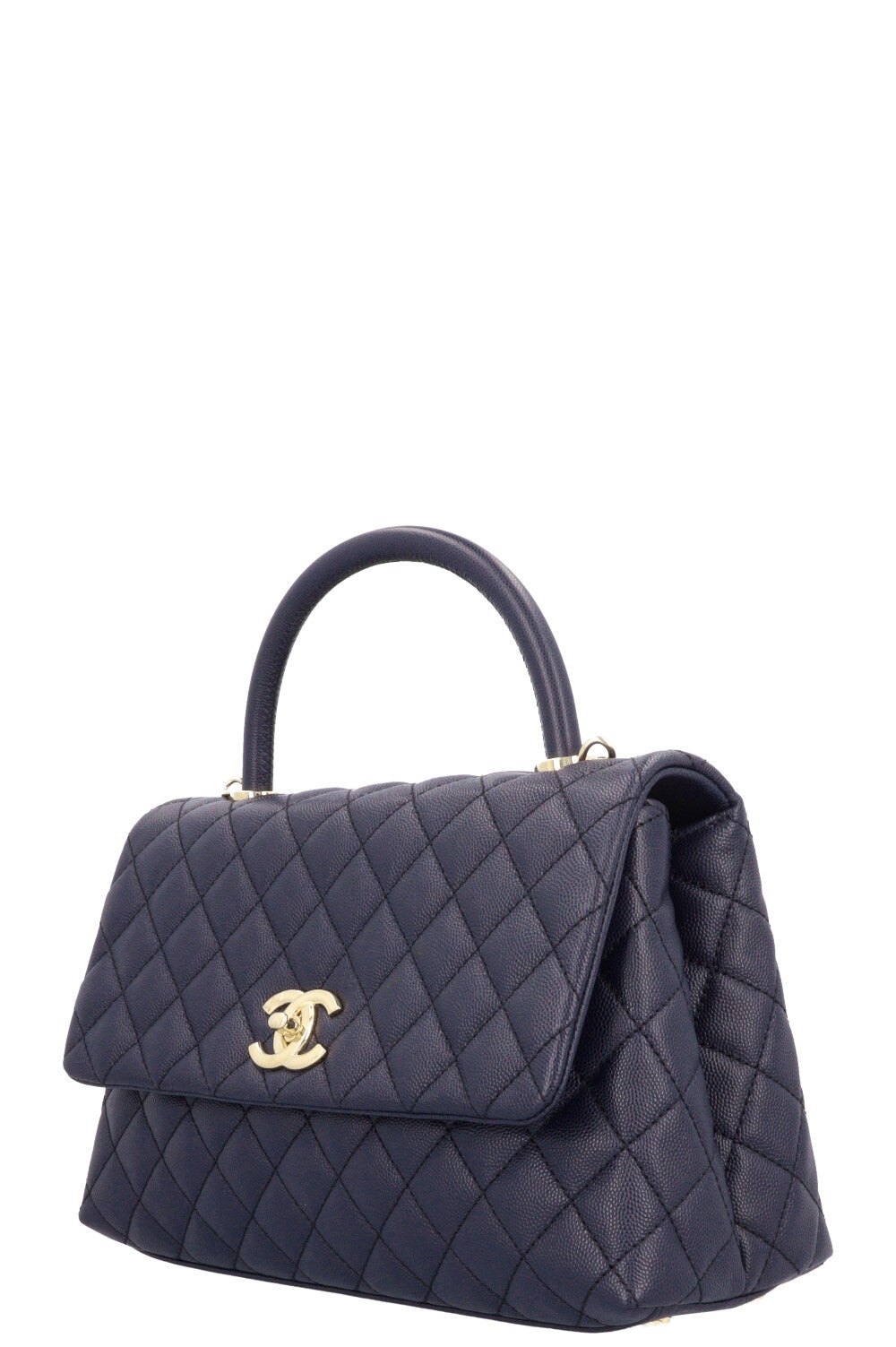 CHANEL Coco Handle Bag Caviar Blue