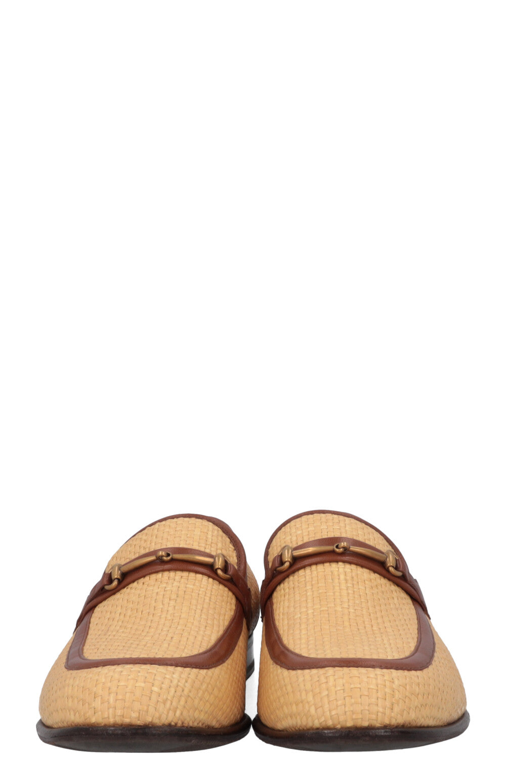 GUCCI Horsebit Raffia Loafers