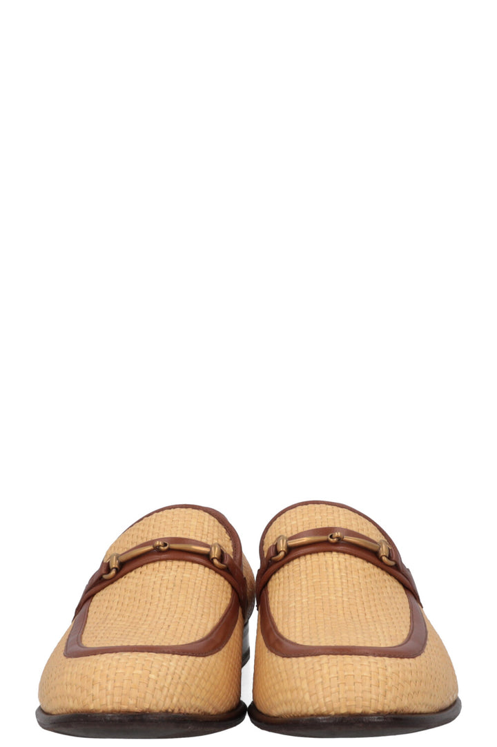 GUCCI Horsebit Raffia Loafers