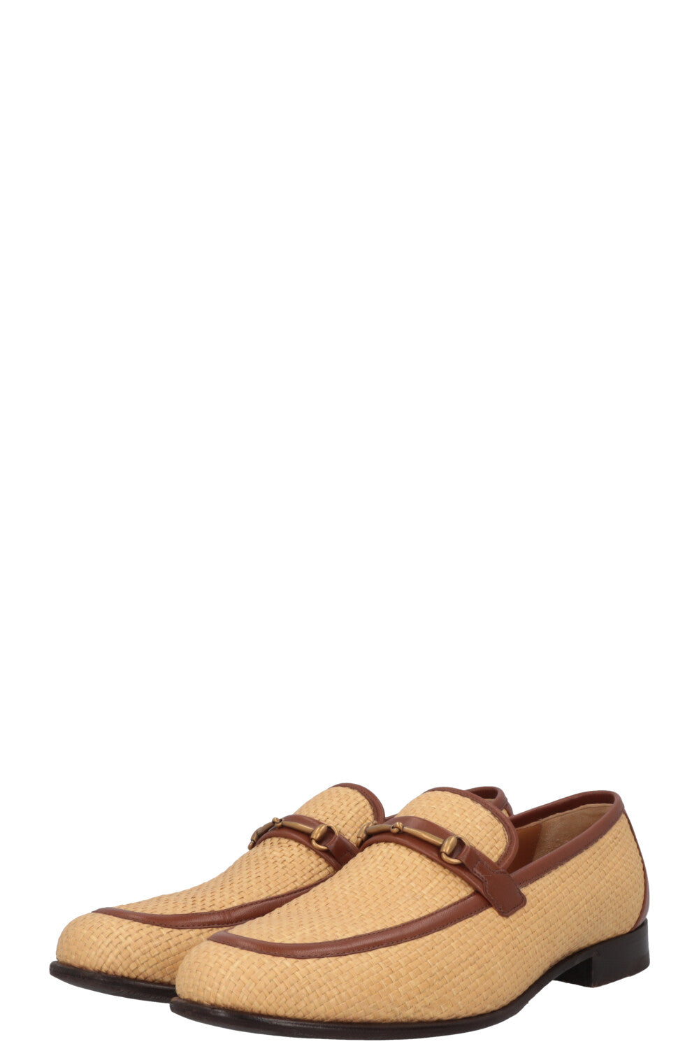 GUCCI Horsebit Raffia Loafers