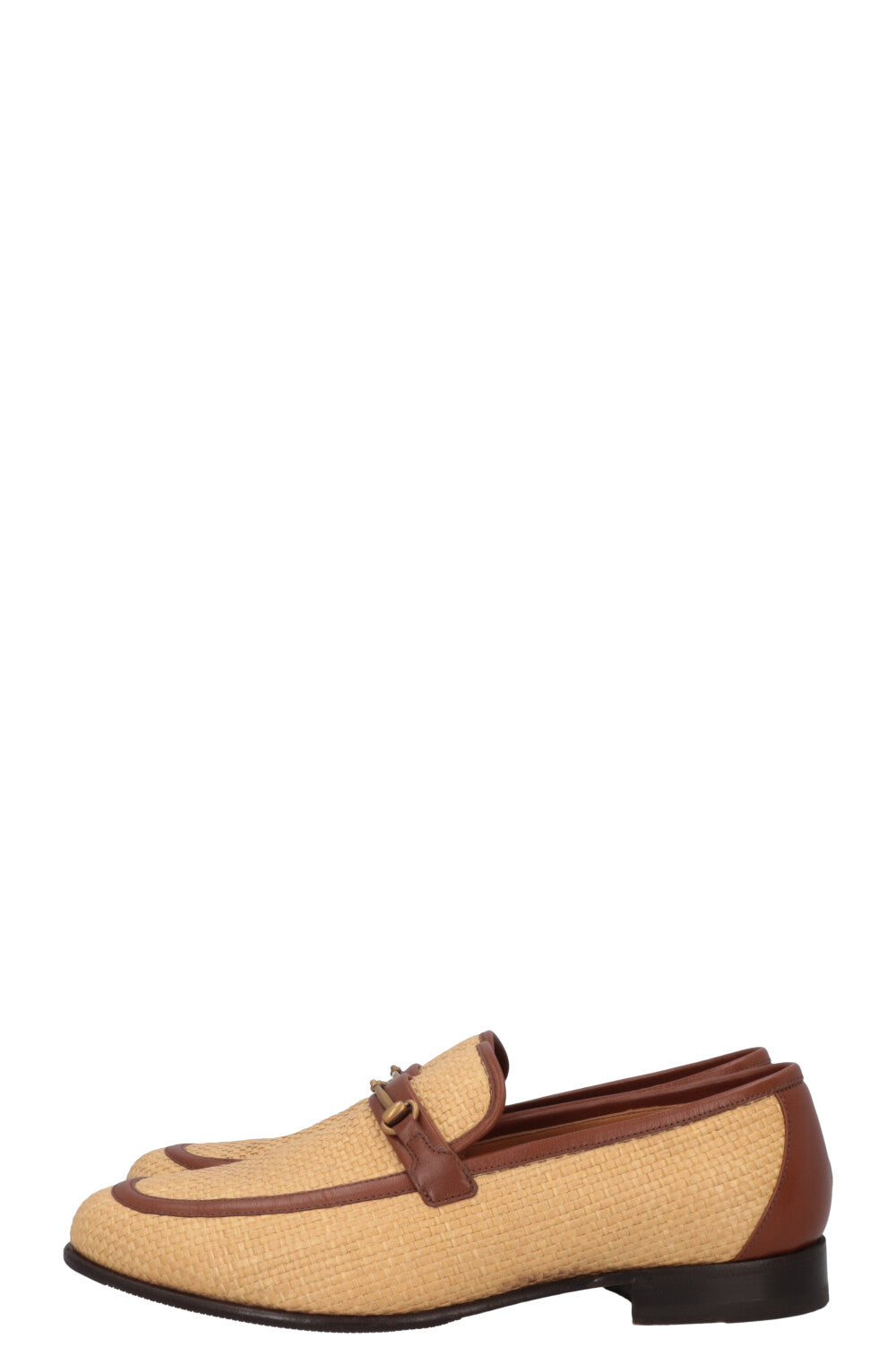 GUCCI Horsebit Raffia Loafers