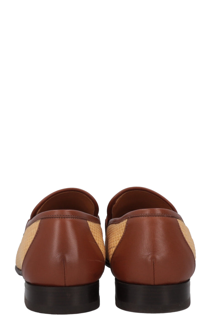 GUCCI Horsebit Raffia Loafers