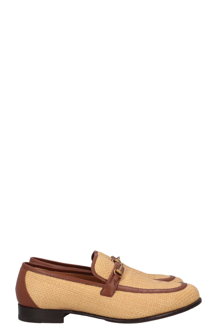 GUCCI Horsebit Raffia Loafers
