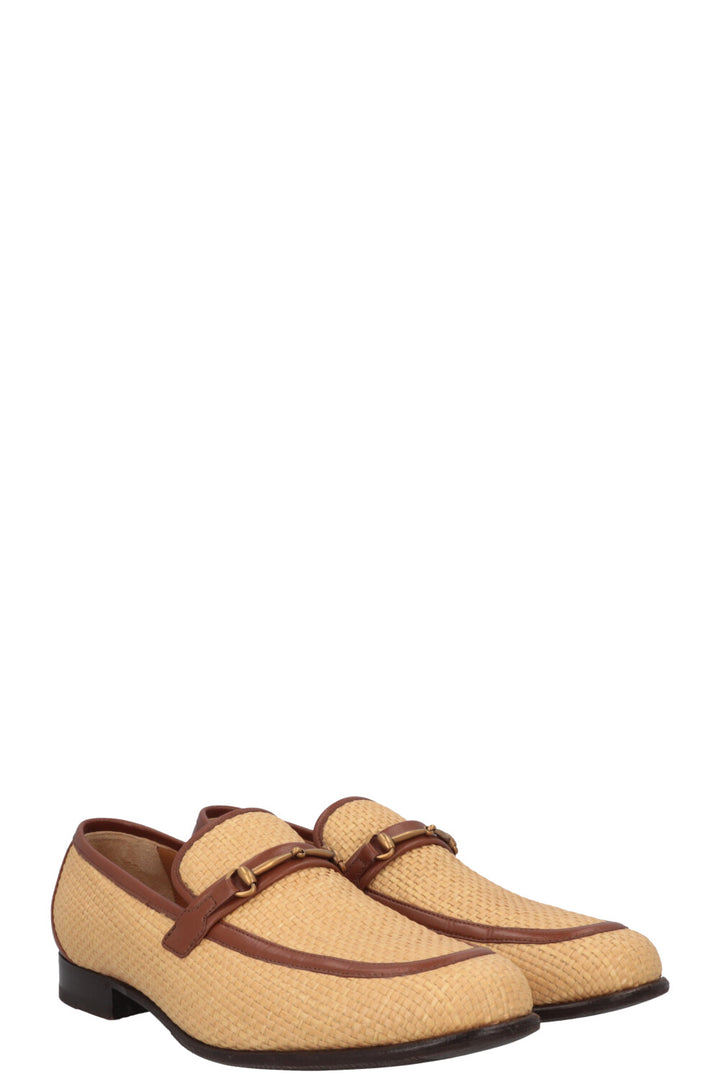 GUCCI Horsebit Raffia Loafers