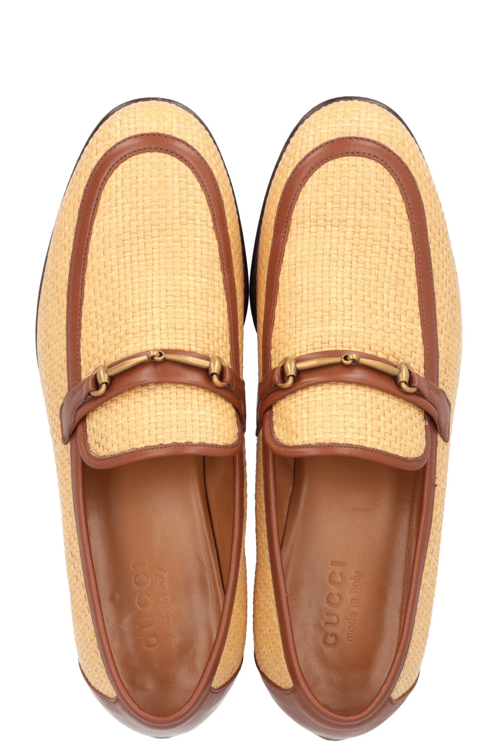 GUCCI Horsebit Raffia Loafers