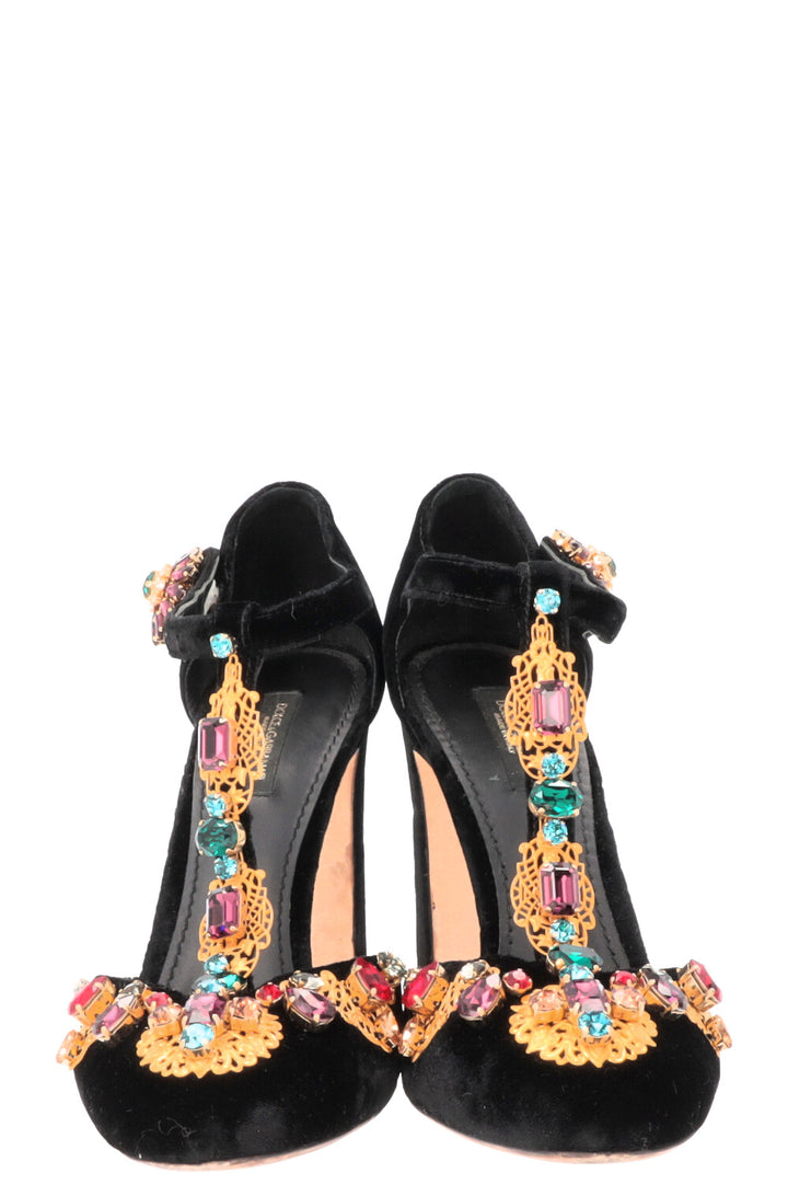 DOLCE&GABBANA Heels Black Velvet Crystals