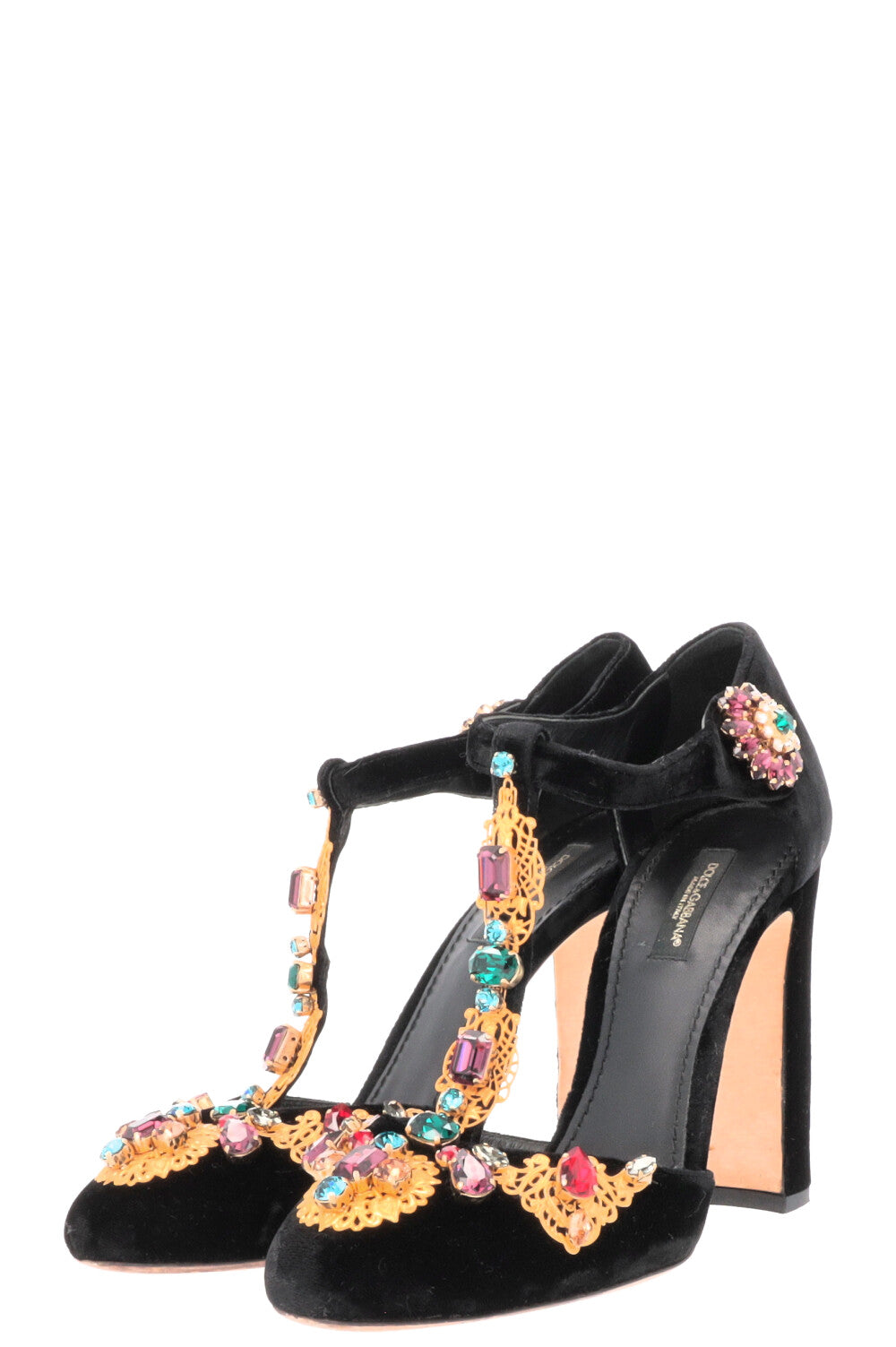 DOLCE&GABBANA Heels Black Velvet Crystals