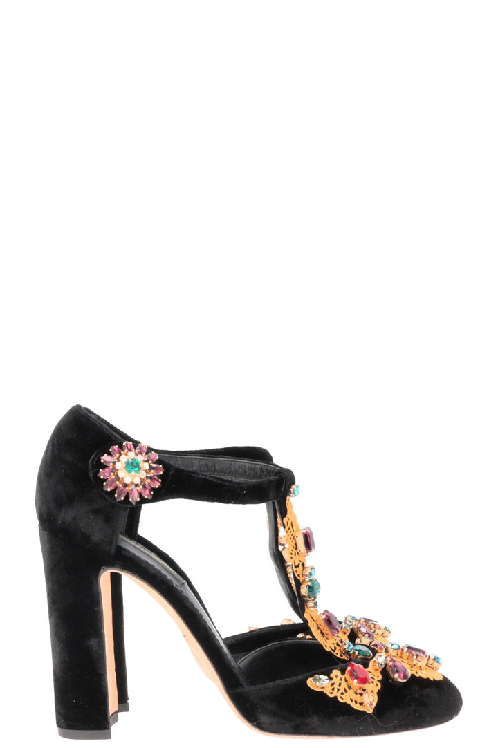 DOLCE&GABBANA Heels Black Velvet Crystals