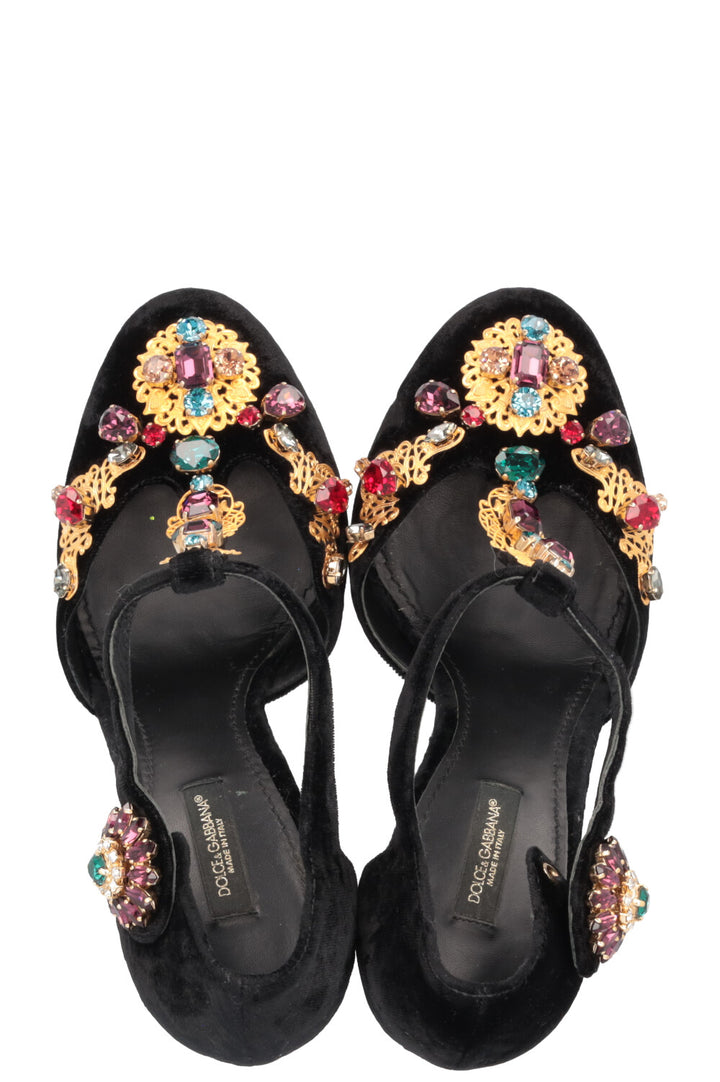 DOLCE&GABBANA Heels Black Velvet Crystals