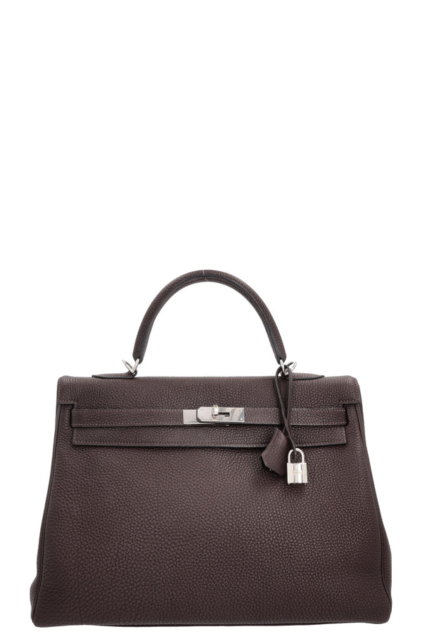 HERMÈS Kelly 32 Retourne Togo Chocolat