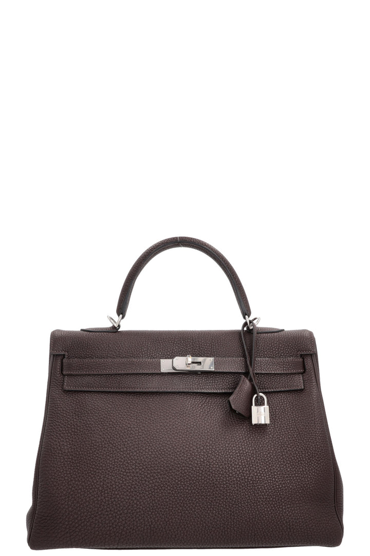 HERMÈS Kelly 32 Retourne Togo Chocolat