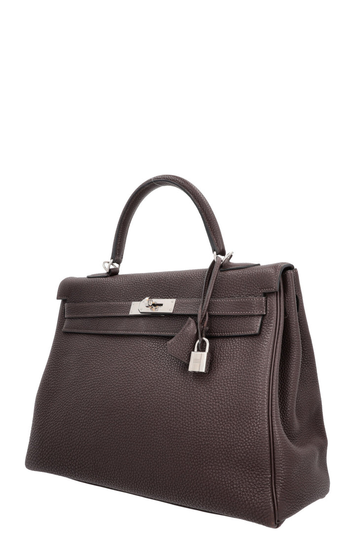 HERMÈS Kelly 32 Retourne Togo Chocolat