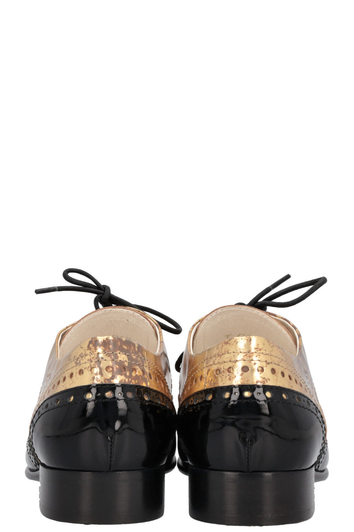 CHANEL Oxfords Metallic Gold Black