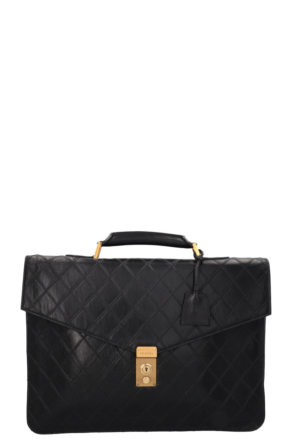CHANEL Vintage Briefcase Leather Black