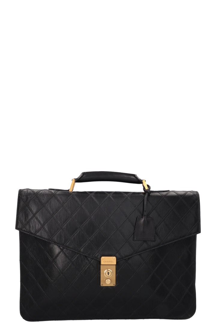 CHANEL Vintage Briefcase Leather Black