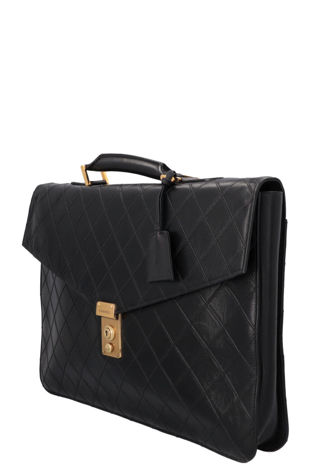 CHANEL Vintage Briefcase Leather Black